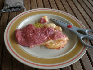 raw beef sirloin with fat