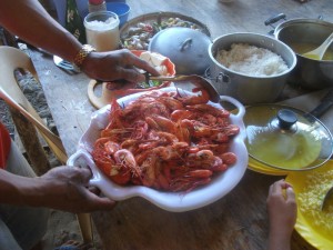 cooked river shrimp